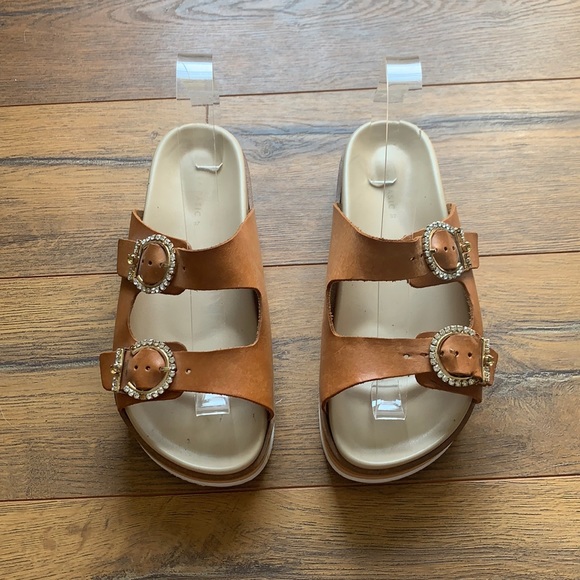 Zara Basic | Faux Leather Chunky Platform Jeweled Sandal 37